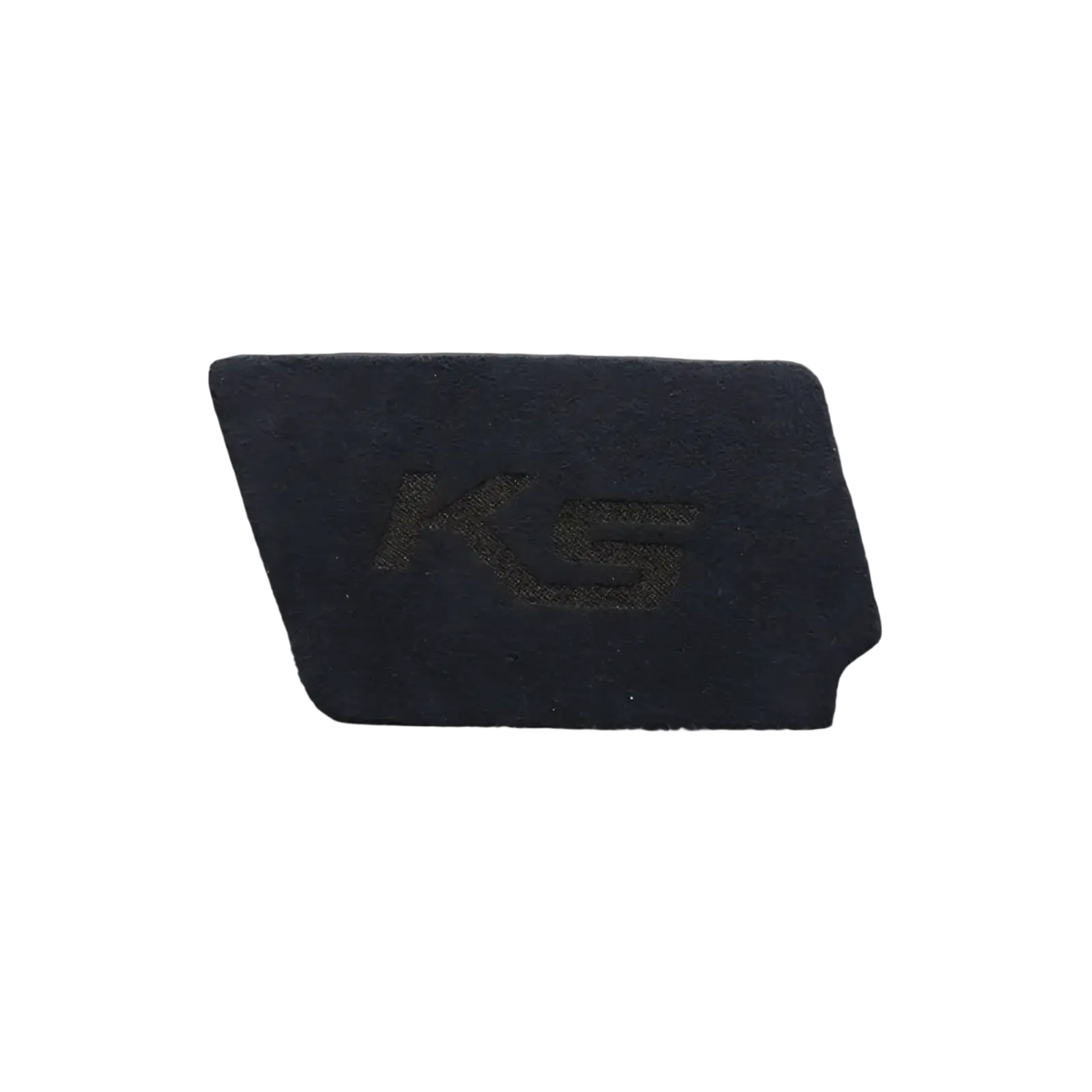 Dark gray rectangular card holder with subtle ks logo embossed for kia k5 suede carbon interior door handle cover