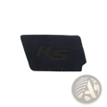 Dark gray rectangular card holder with subtle ks logo embossed for kia k5 suede carbon interior door handle cover