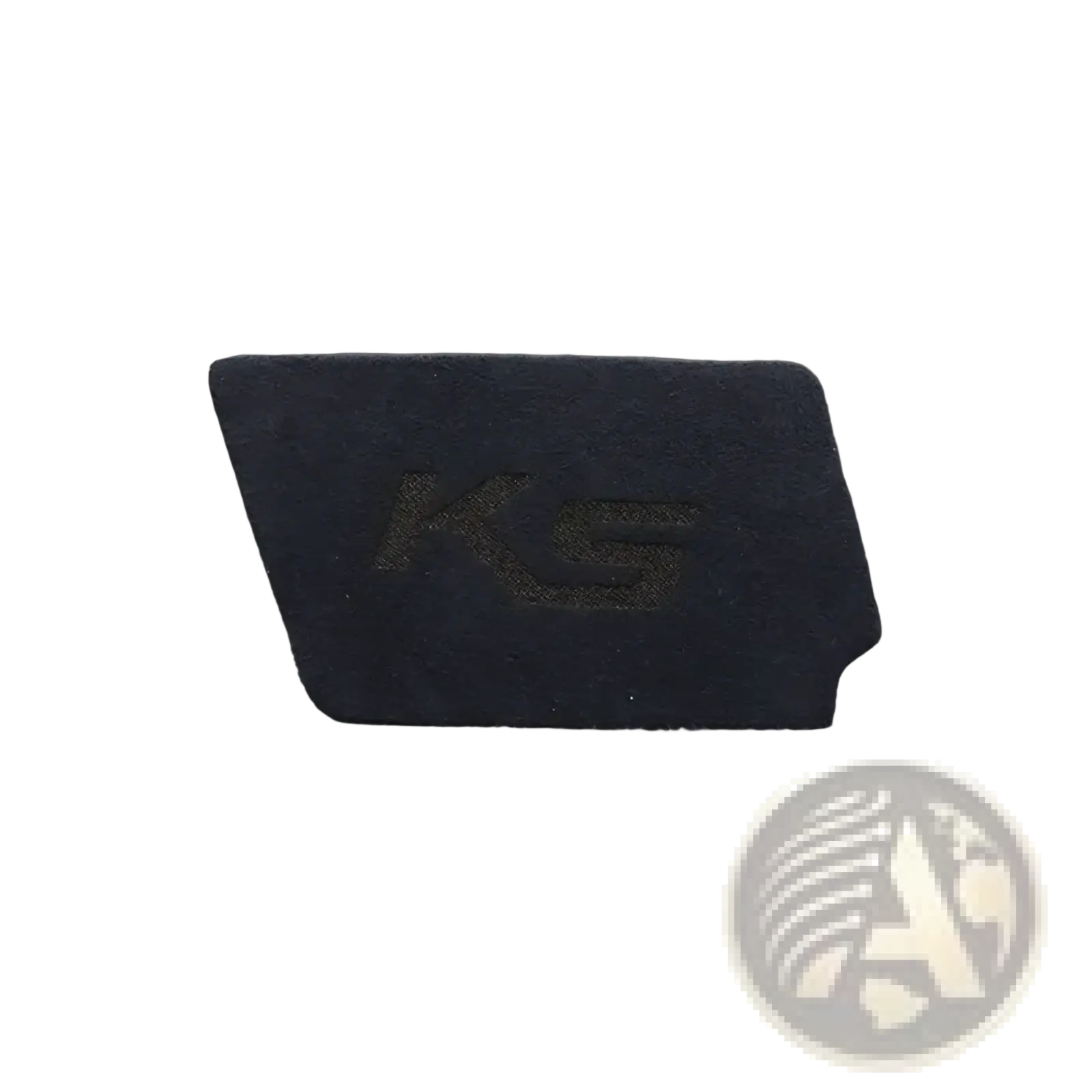 Dark gray rectangular card holder with subtle ks logo embossed for kia k5 suede carbon interior door handle cover