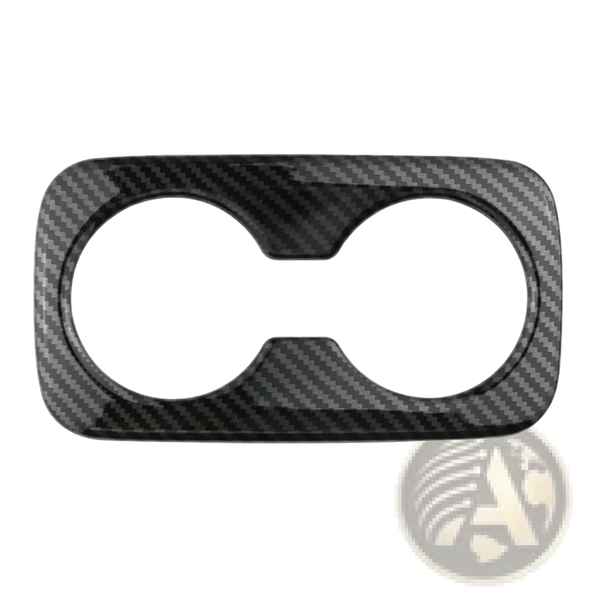 Black carbon fiber cup holder tray with two circular cutouts for kia sportage nq5 interior trim kit