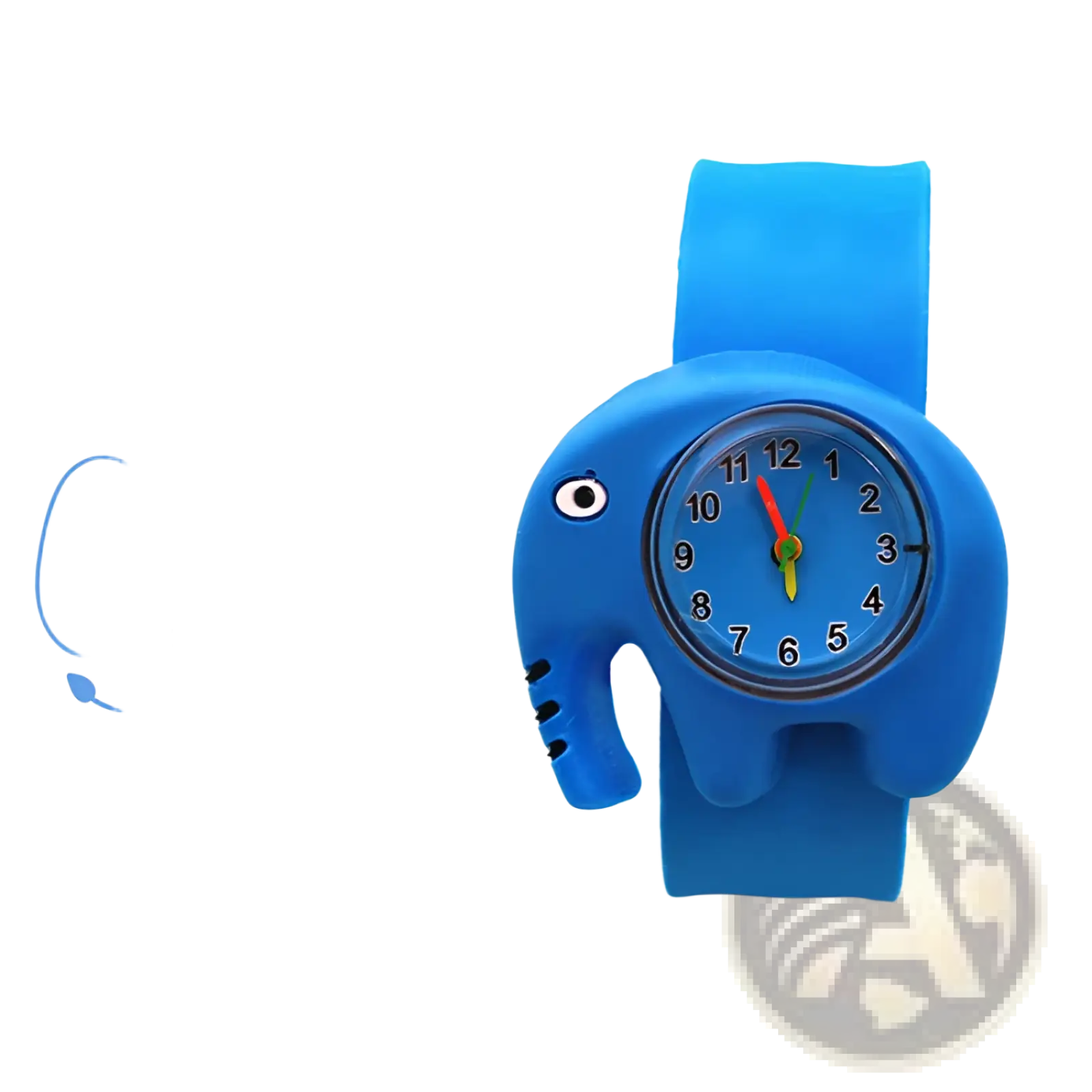 Blue elephant-shaped kids 3d cartoon animal silicone wristwatch with colorful hands and a silicone strap