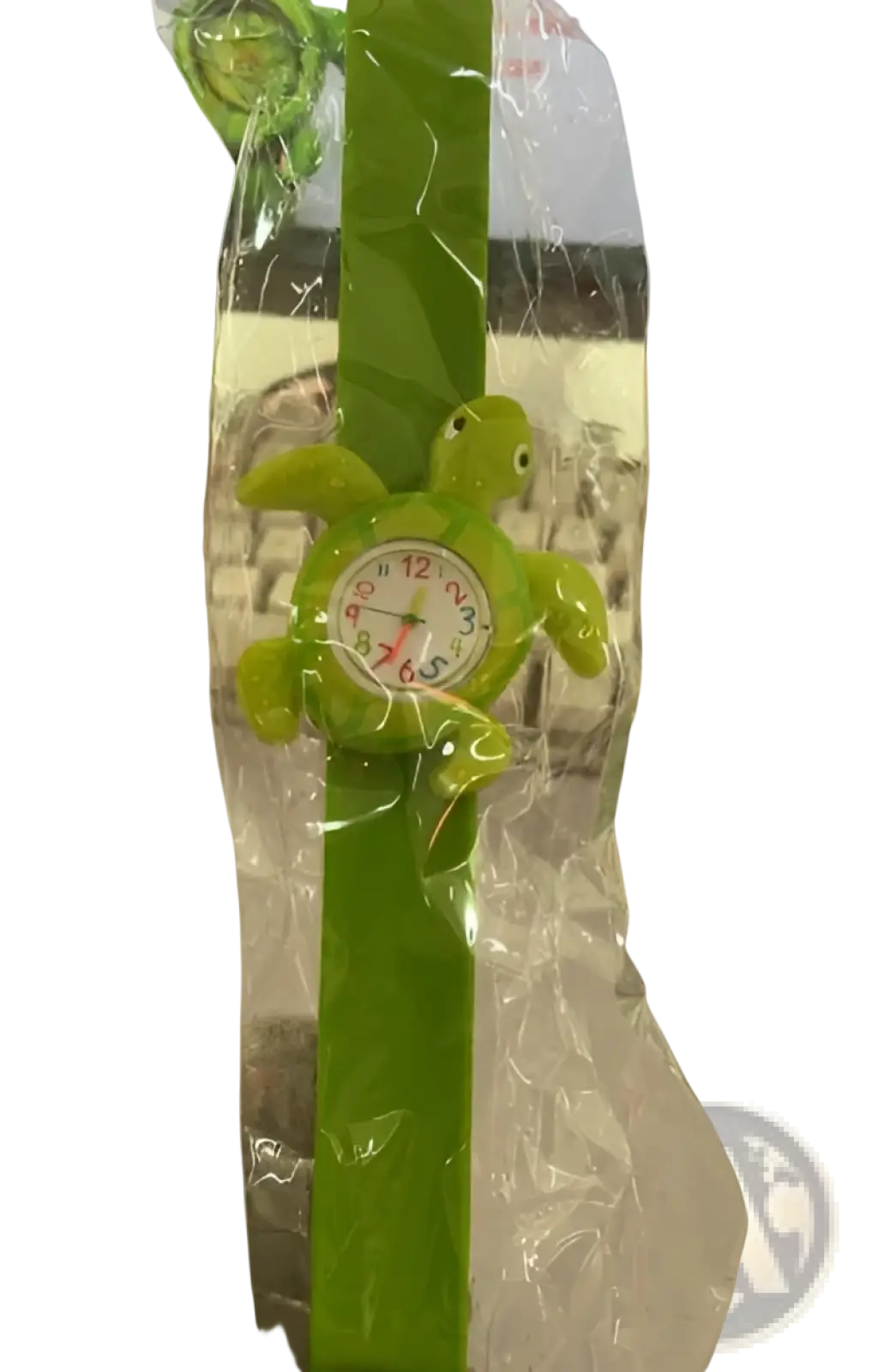 Kids 3d cartoon animal silicone wristwatch featuring a green turtle shape with bright green plastic band and face