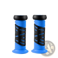 Kids bike handlebar grips in blue and black tpr soft rubber with textured ergonomic design for comfortable grip