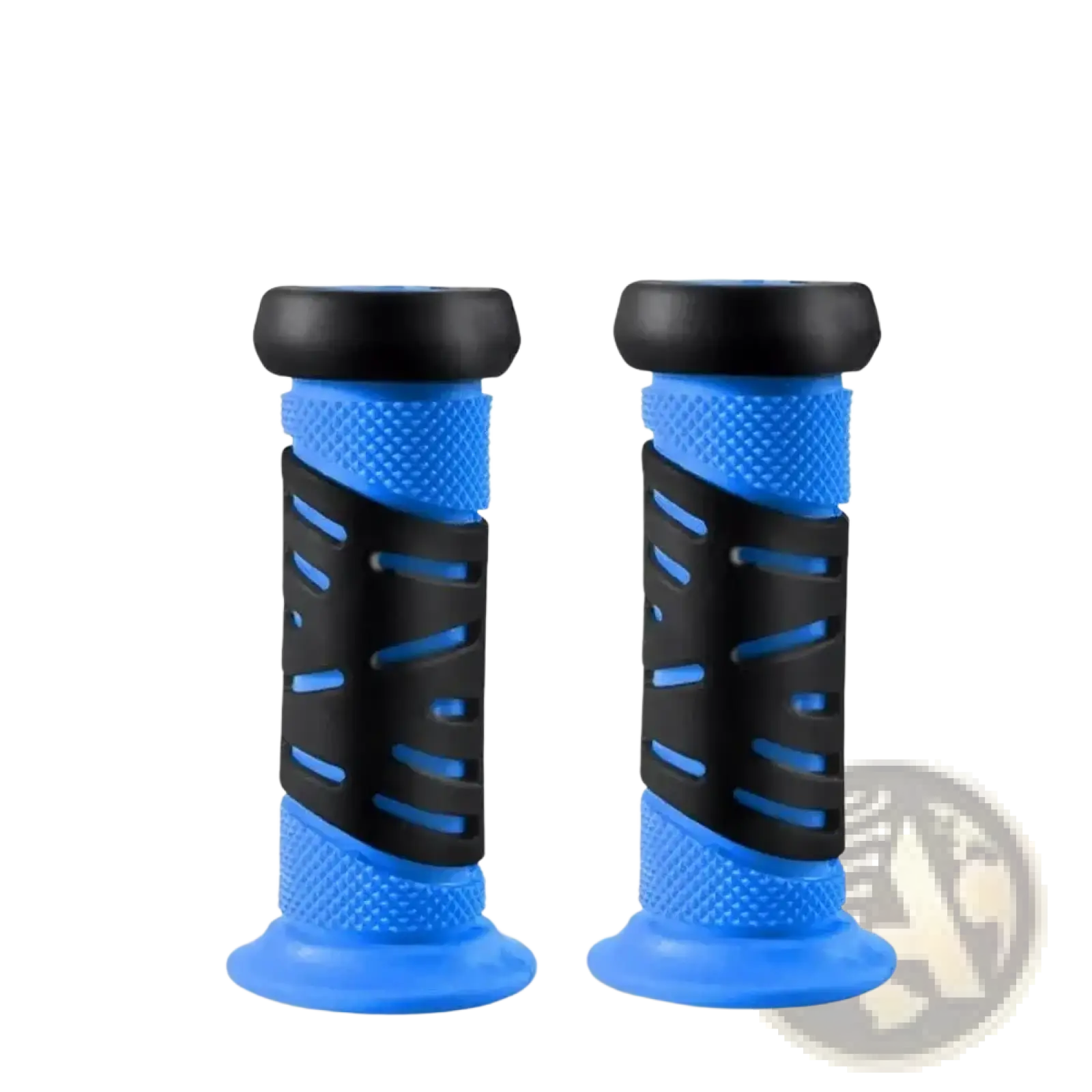 Kids bike handlebar grips in blue and black tpr soft rubber with textured ergonomic design for comfortable grip