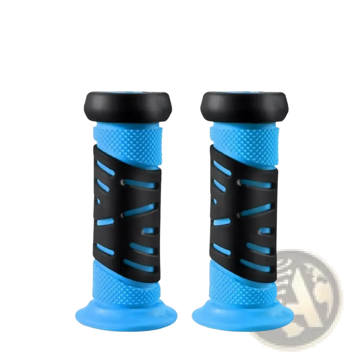 Blue and black kids bike handlebar grips made of soft tpr rubber with textured surfaces for enhanced grip