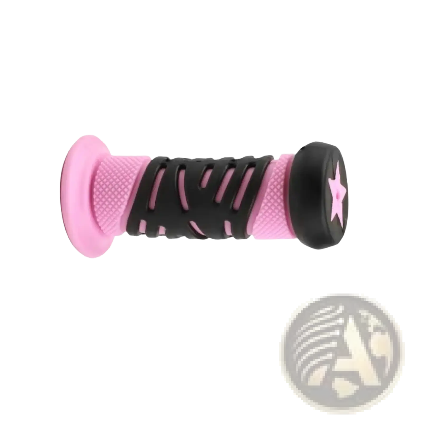 Kids bike handlebar grips pink and black tpr soft rubber with star emblem on the end for comfortable grip