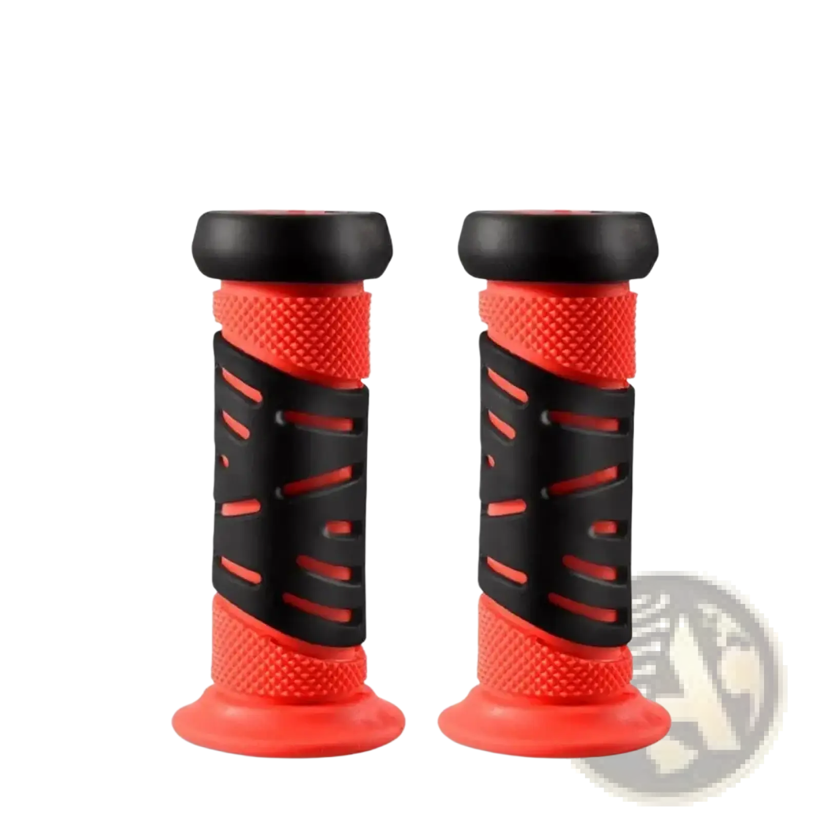 Red and black kids bike handlebar grips made of soft tpr rubber with textured ergonomic design for comfortable grip
