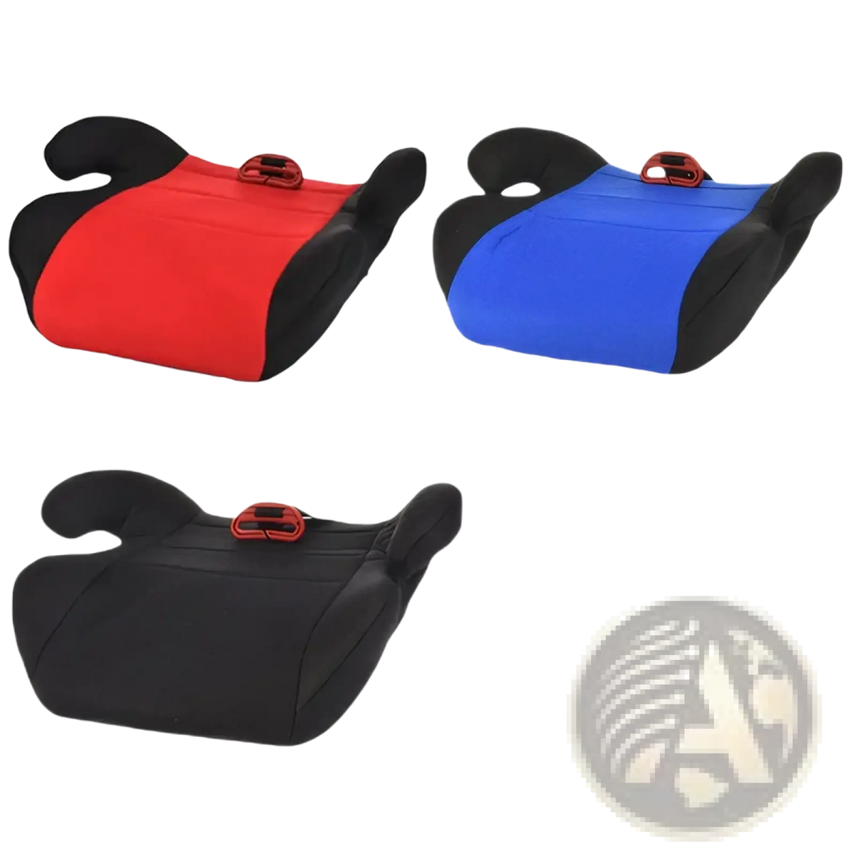 Kids car booster seat cushion for 3 to 12 years with padded design and adjustable harness in red and black or blue and black colors