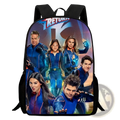 Black kids dinosaur lightning backpack large school bag featuring vibrant full-color return to the blue movie cast print