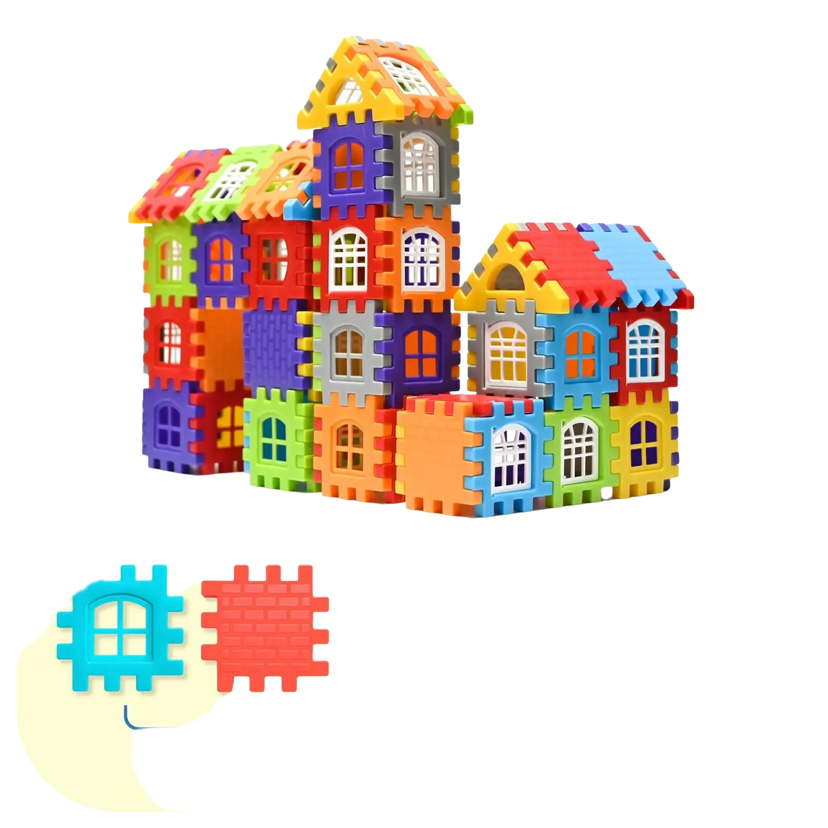 Colorful xdr kids diy plastic building block house set with 50 interlocking pieces for creative play