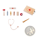 Kids doctor kit wooden and silicone medical toy set with red cross emblem and assorted play tools for children