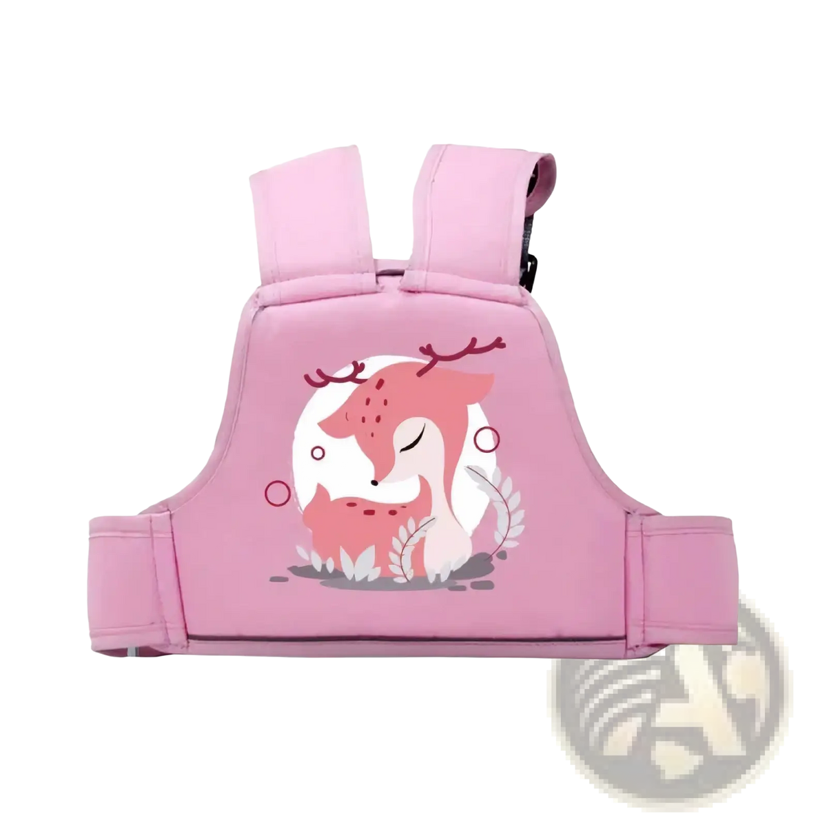 Pink kids electric motorcycle safety walker with safety harness and cute cartoon deer design for child support