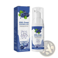 Kids foam toothpaste 60ml cavity protection blueberry flavor in white pump bottle with blue and green packaging design