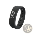 Kids led digital fitness tracker watch black with sleek textured silicone band and white led display showing the time