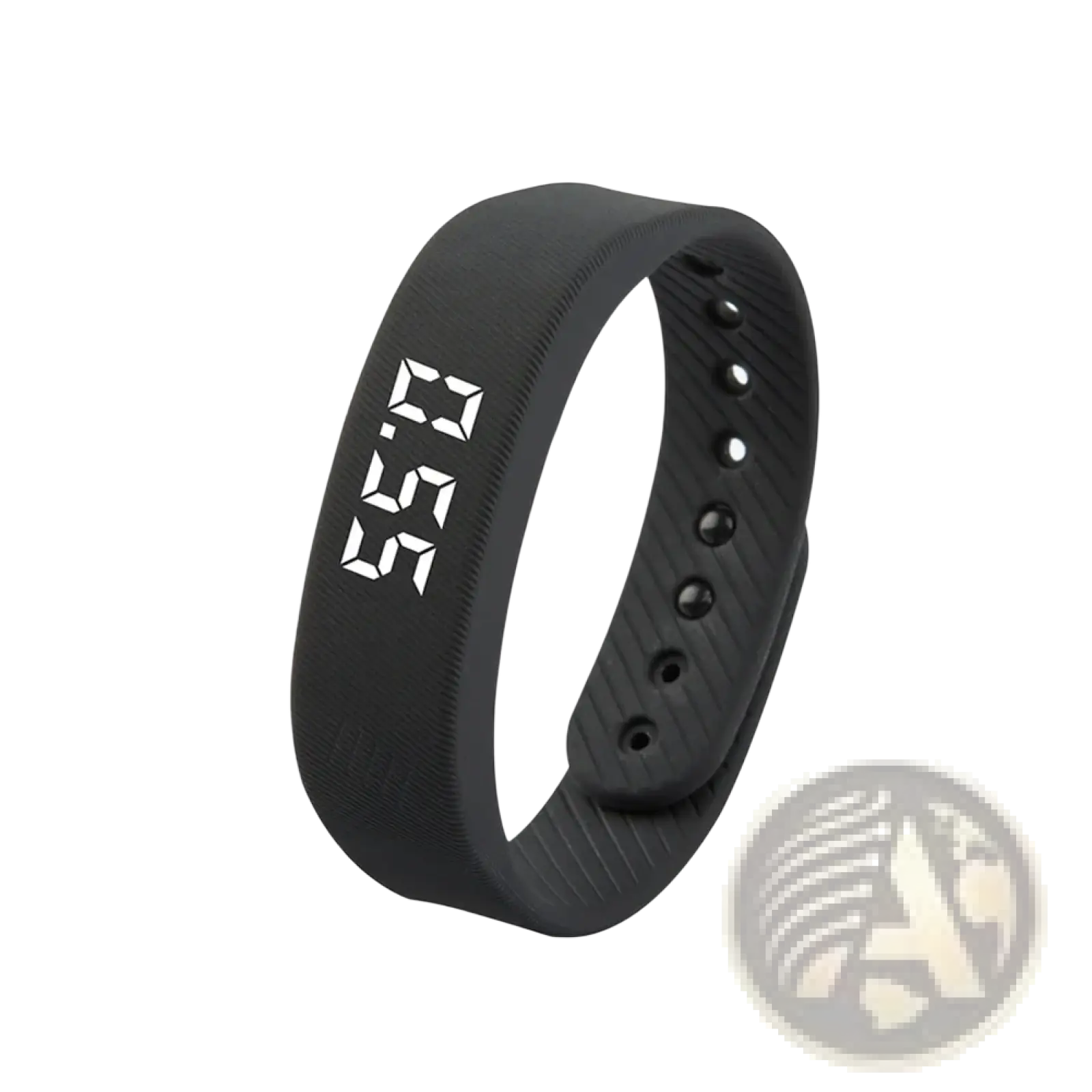 Kids led digital fitness tracker watch black with sleek textured silicone band and white led display showing the time
