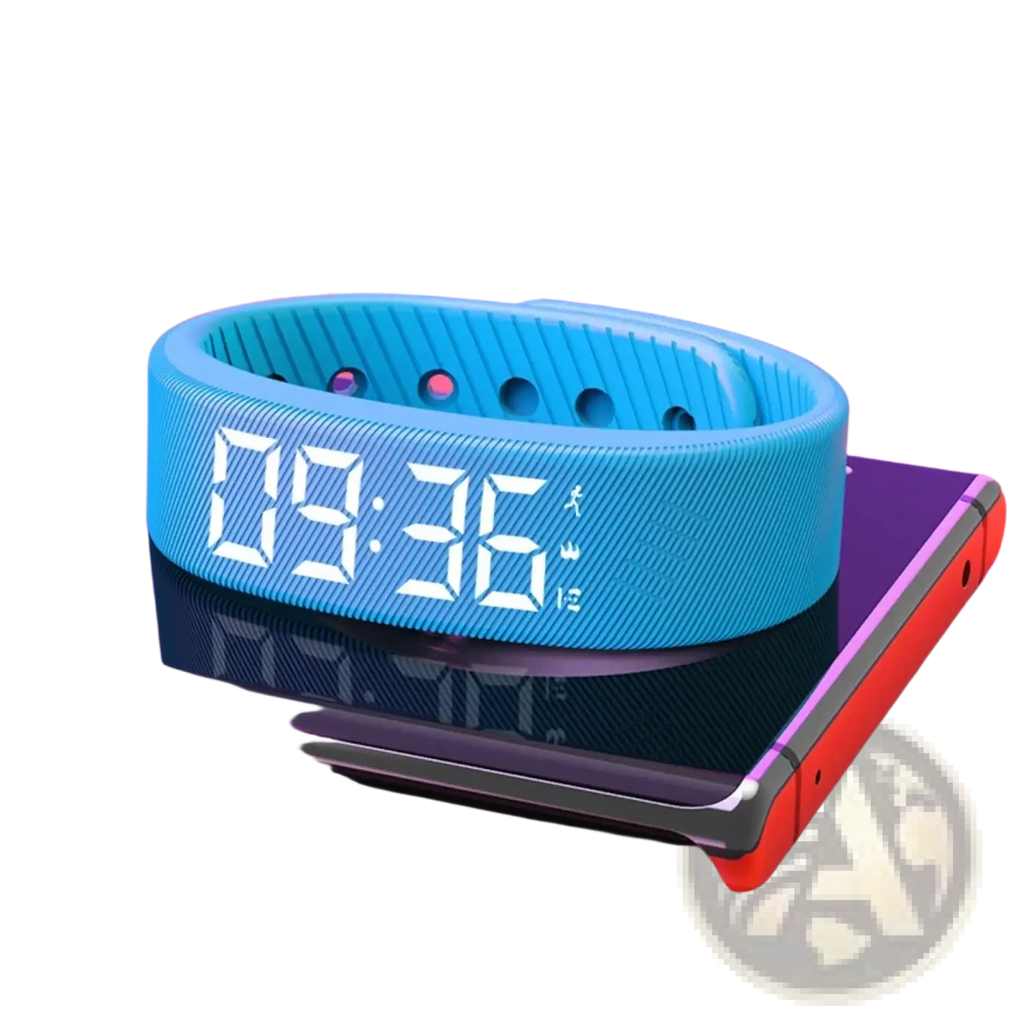 Kids led digital fitness tracker watch in bright blue with textured silicone band and white led time display