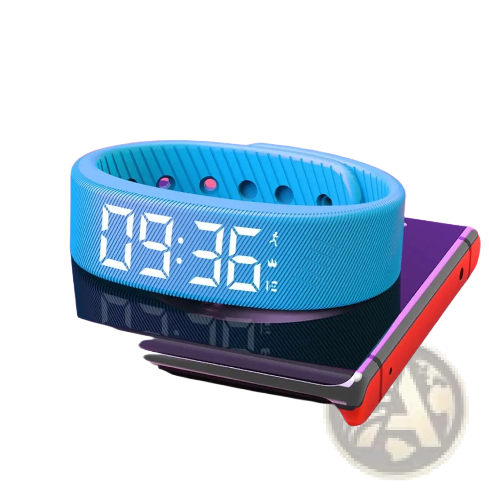 Kids led digital fitness tracker watch in bright blue with textured silicone band and white led time display