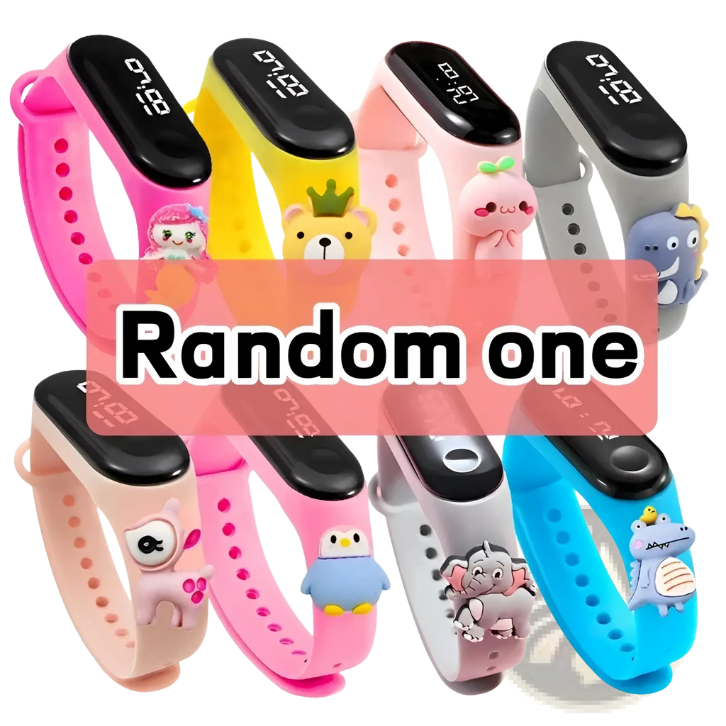 Colorful silicone kids led digital sports watch with waterproof feature and cute animal charm on the band