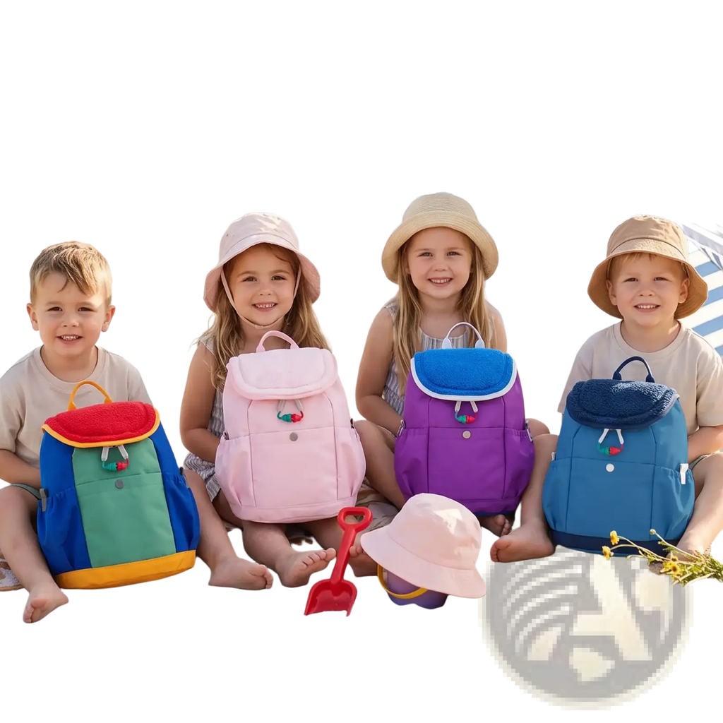 Colorful lightweight kids fuzzy backpacks with playful designs and waterproof fabric for kindergarten use