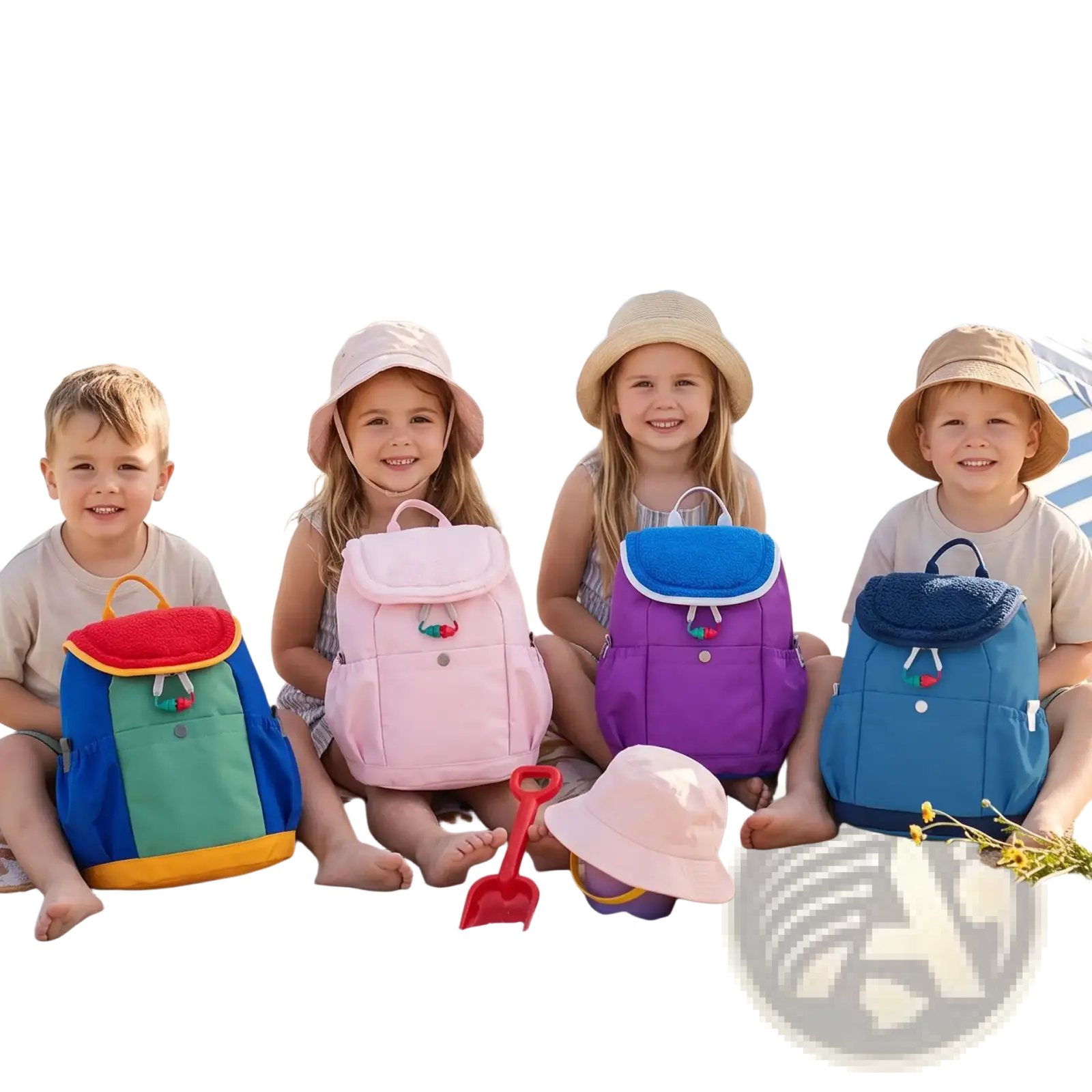 Colorful lightweight kids fuzzy backpacks with playful designs and waterproof fabric for kindergarten use