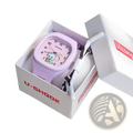 Kids luminous digital watch with lavender square face and cartoon elephant dial for children
