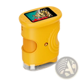 Yellow handheld kids microscope with colorful digital display screen and textured grip for 50-1000x magnification
