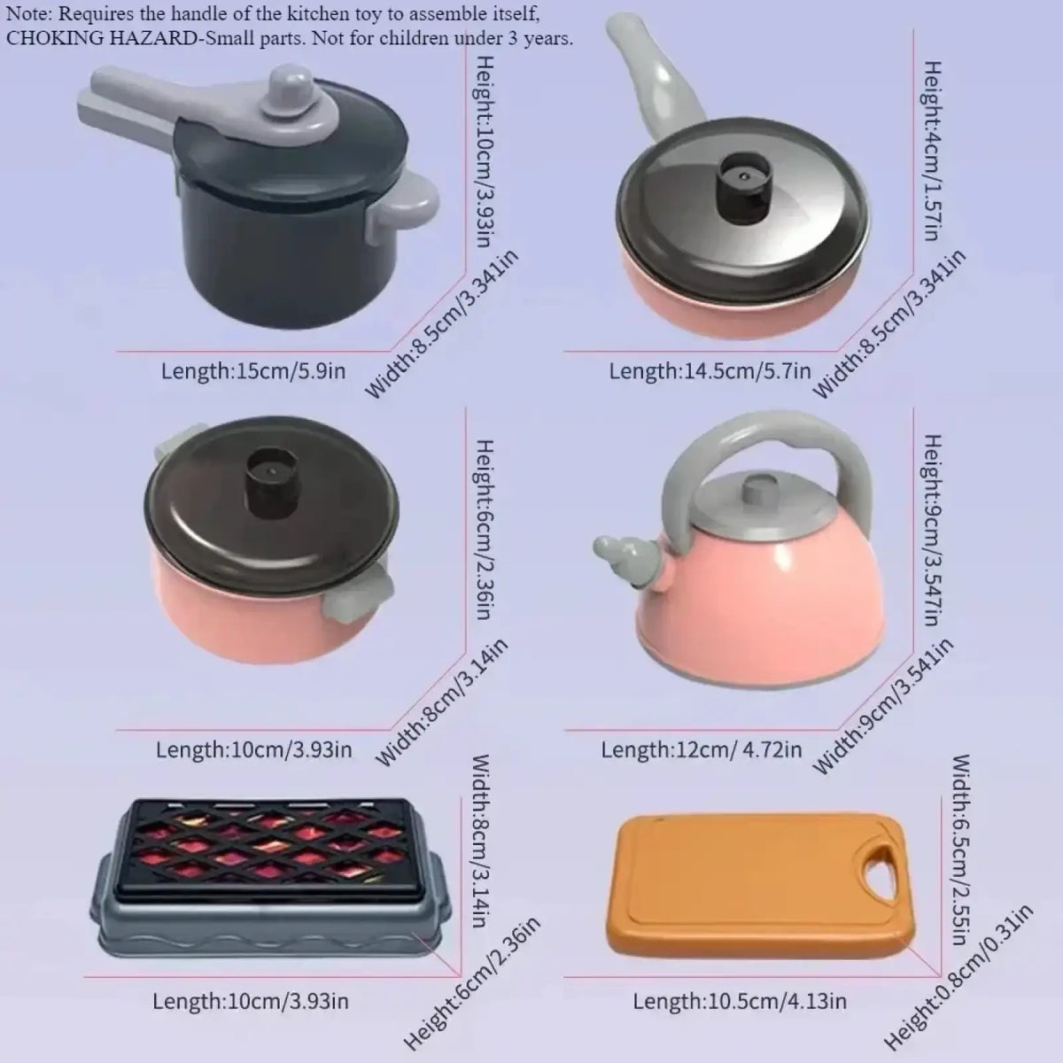 Pink plastic teapot with gray handle and spout featuring rounded body and lid for kids play kitchen accessories set