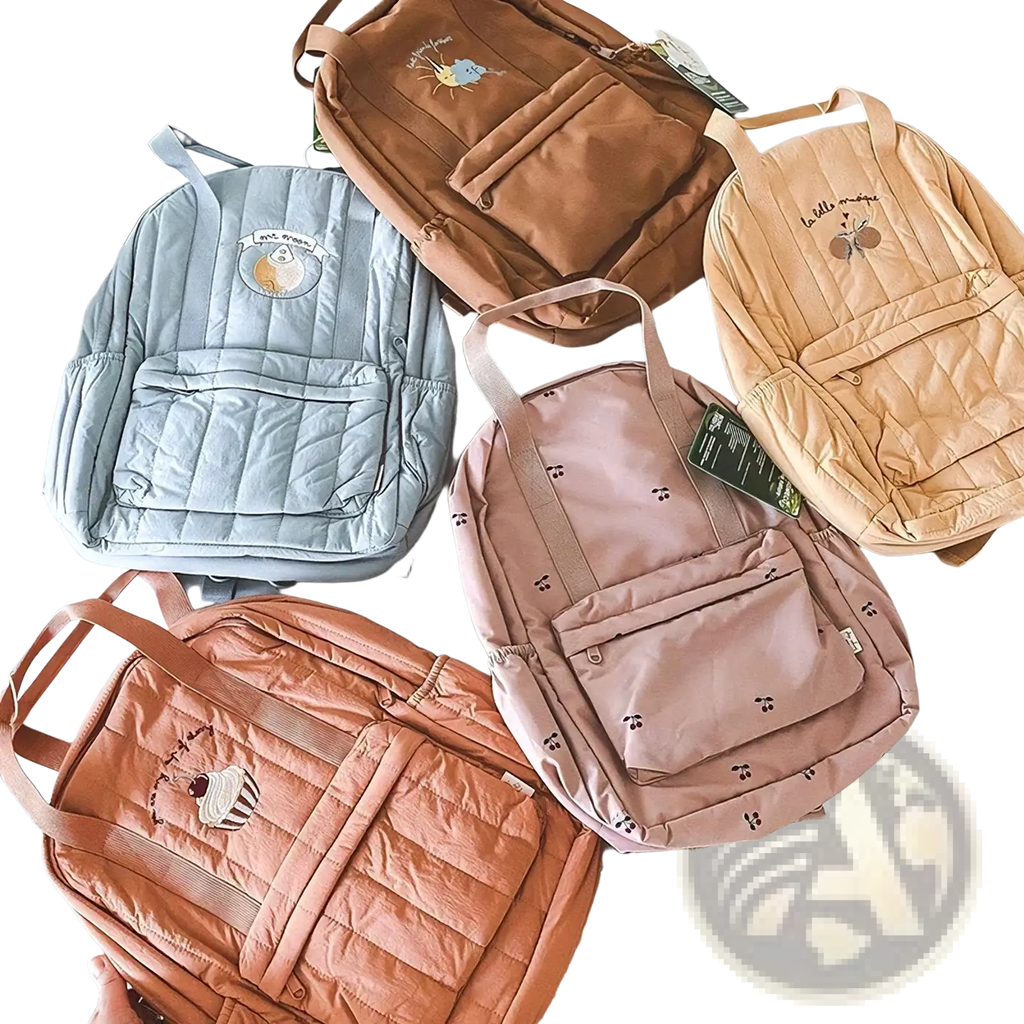 Kids quilted embroidered pastel-colored backpacks with dessert designs waterproof school bags for children