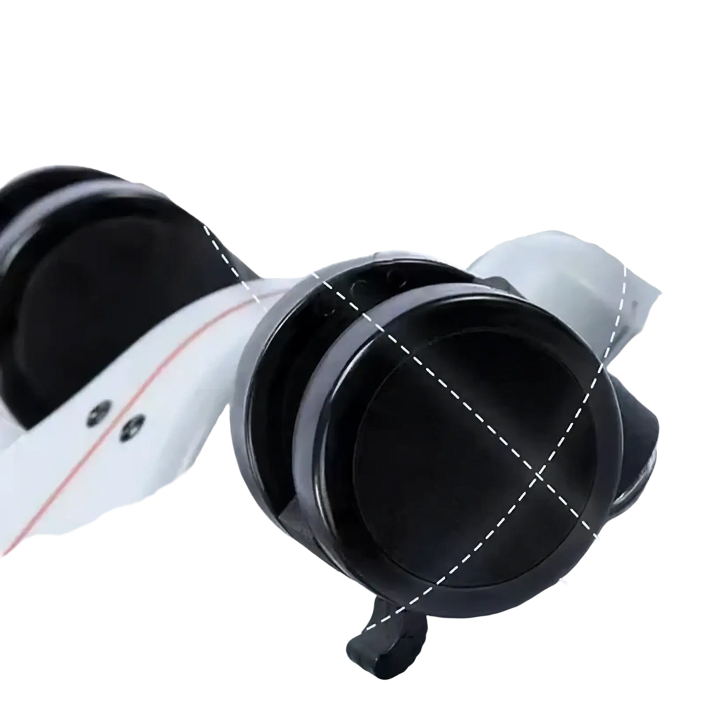 Kids ride on rolling luggage carry on suitcase featuring white and black sleek modern binoculars design