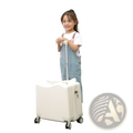 Kids ride-on spinner suitcase travel trolley bag in off-white hard-shell design with sleek modern look and four spinner wheels