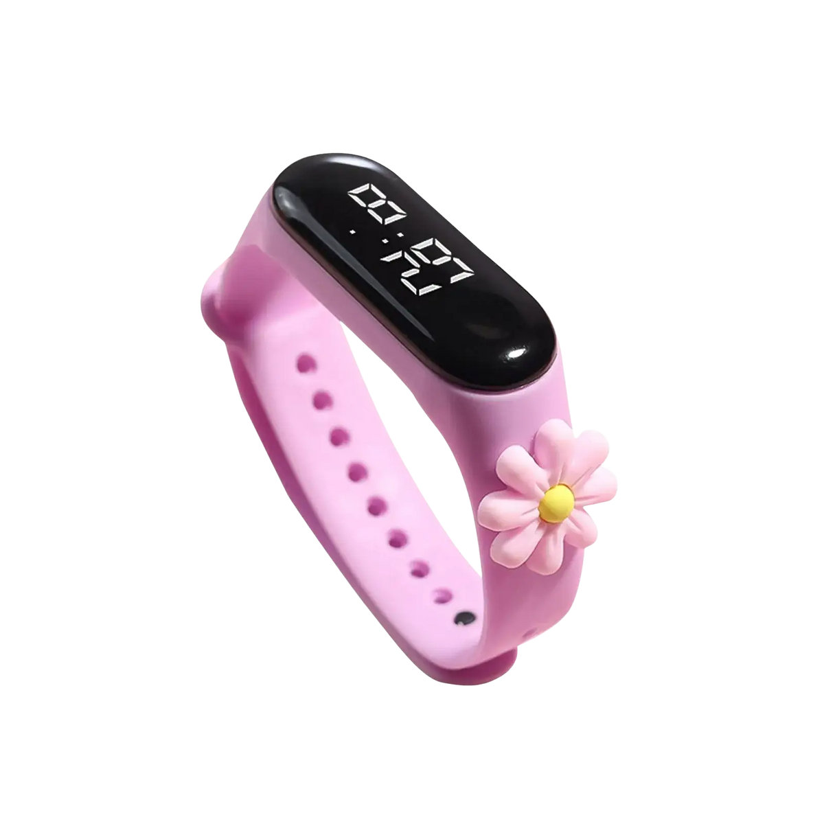 Kids silicone digital watch life waterproof in pink with material type silicone and black digital display showing 8 29