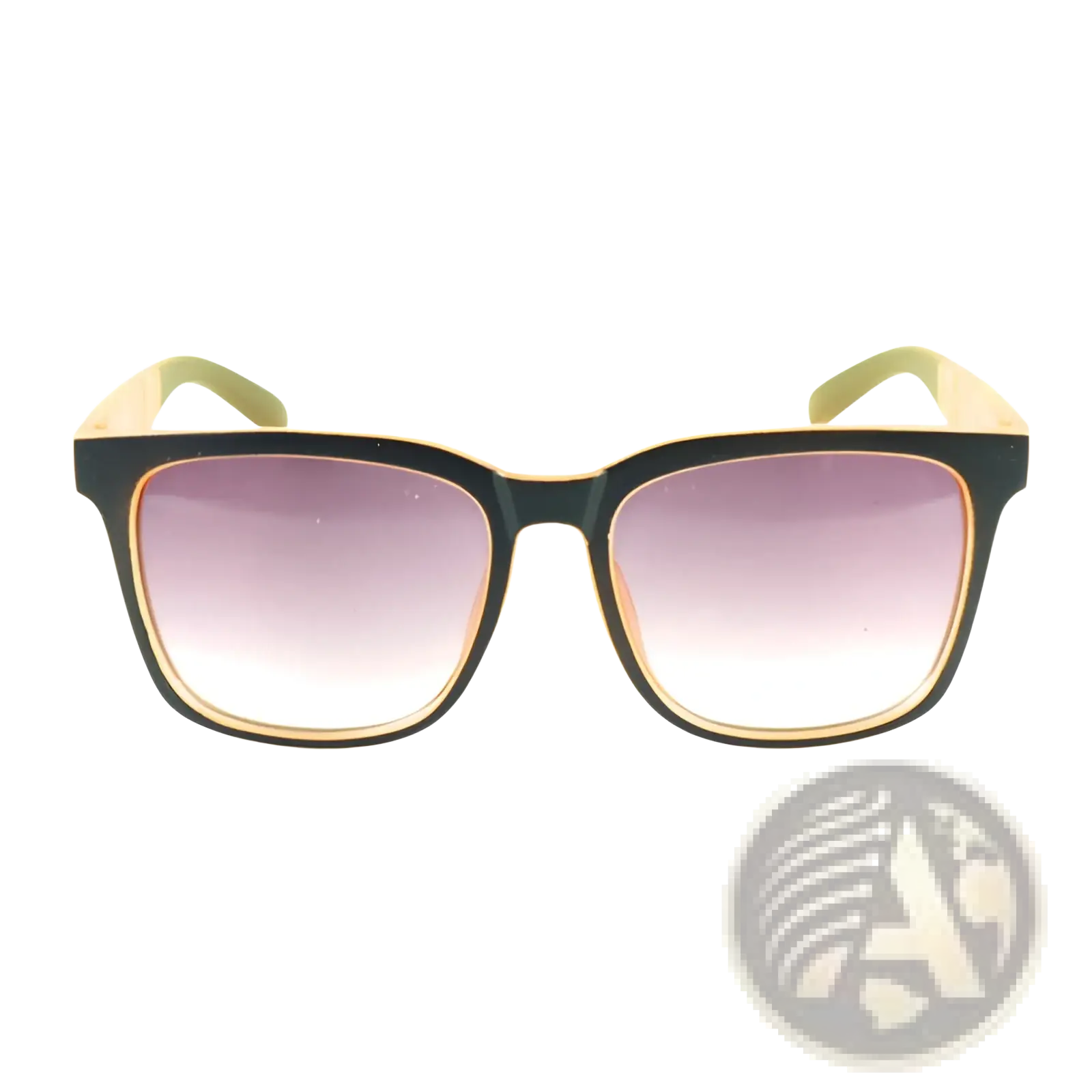 Kids square fashion sports sunglasses with black and gold frames and gradient purple lenses for stylish outdoor use