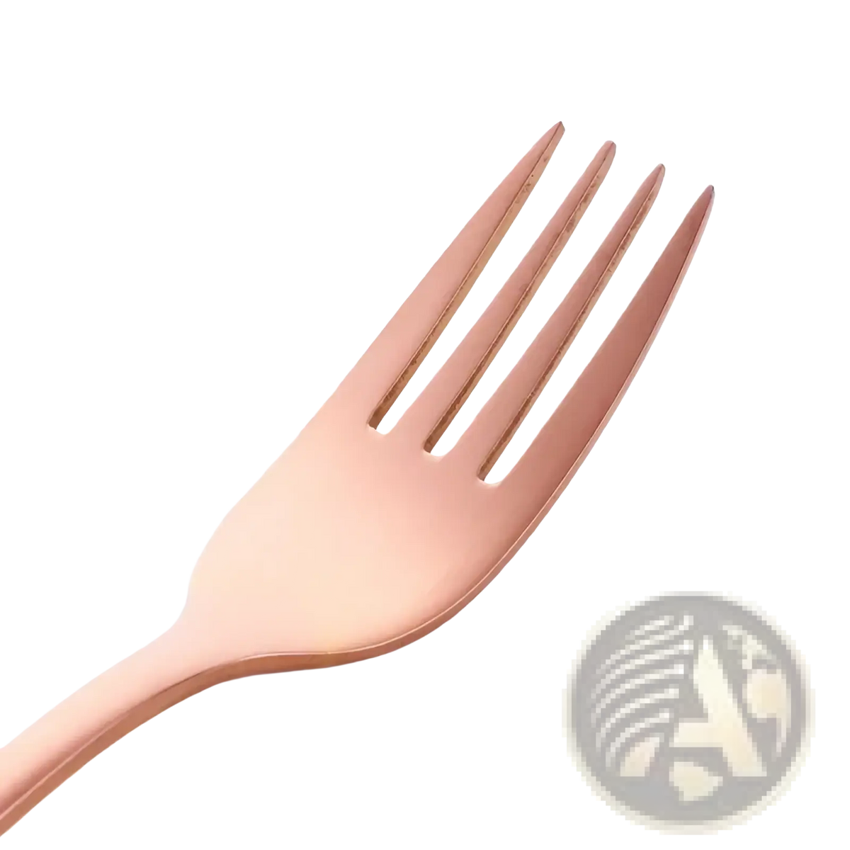 Rose gold kids stainless steel fork with sleek modern design and smooth metallic finish for flatware set