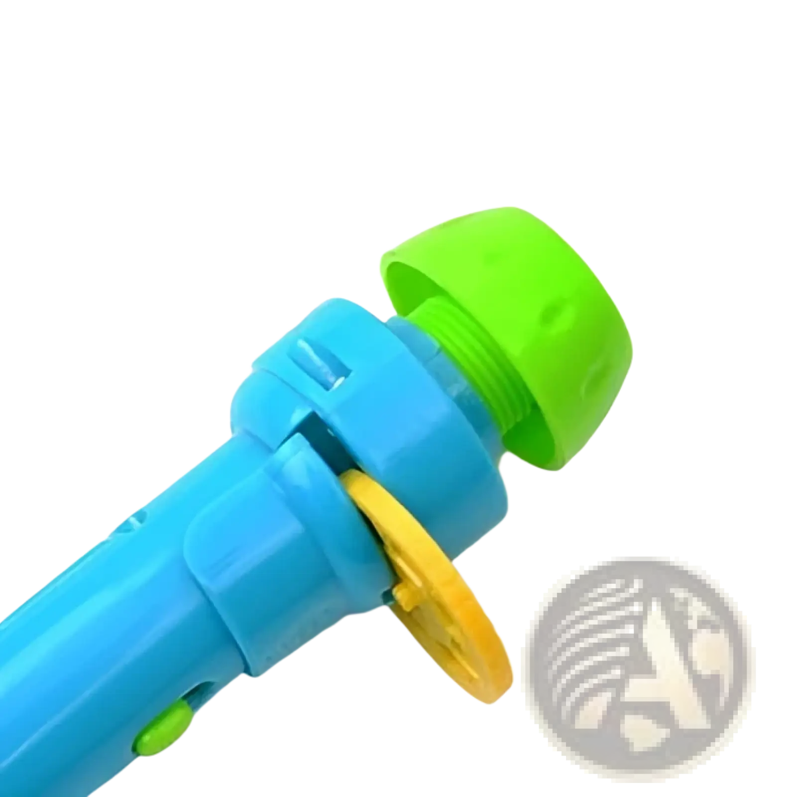 Bright blue plastic kids storybook torch projector led fairy tale toy with lime green top and yellow circular detail