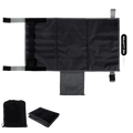 Black toddler airplane seat extender travel footrest with adjustable straps mesh pocket and portable storage bag