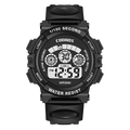 Black coobos kids watch digital sports watch with rugged matte-finish plastic case and strap waterproof led reloj digital