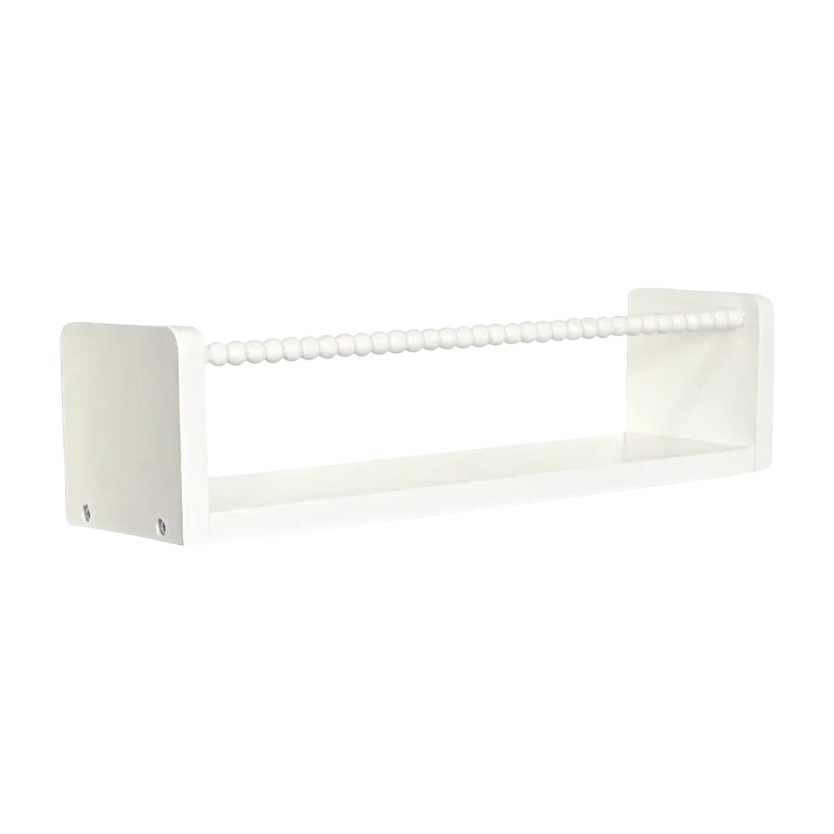 Kids wood floating bookshelves set of 3 with white bead accented wall shelf and sleek minimalist design