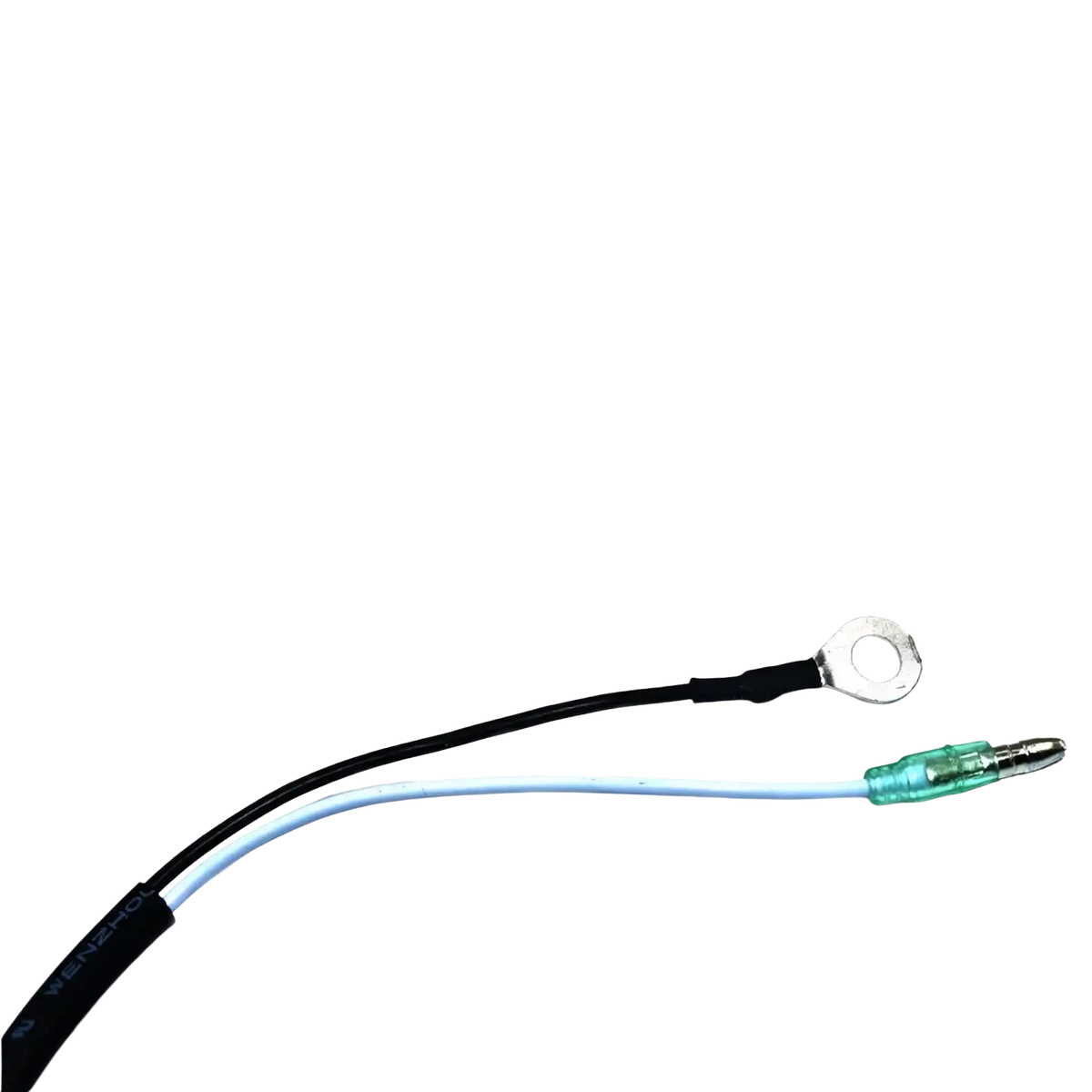 Kill stop switch lanyard for outboard motor atv scooter with black and light blue insulated wire and silver ring terminal