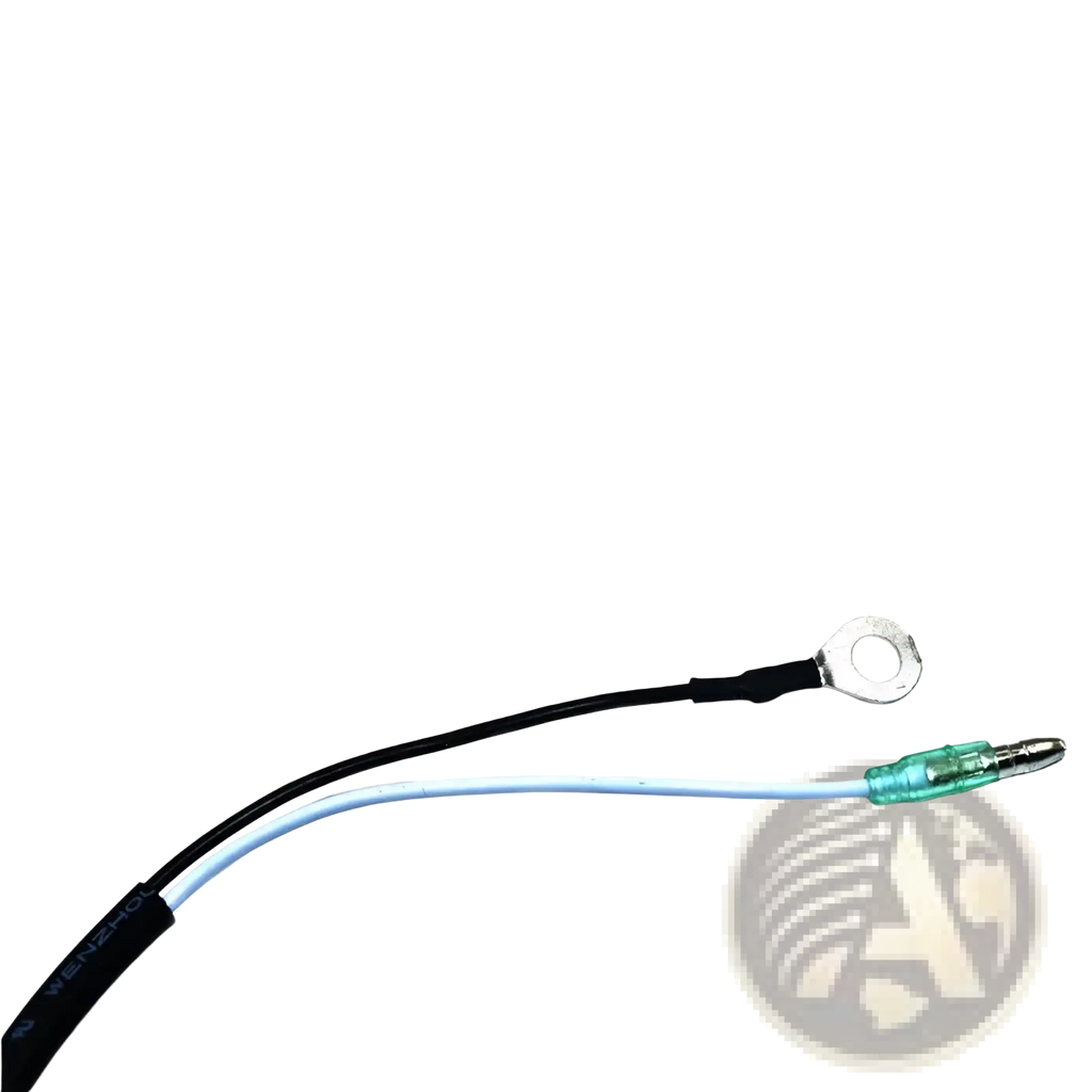 Kill stop switch lanyard for outboard motor atv scooter with black and light blue insulated wire and silver ring terminal