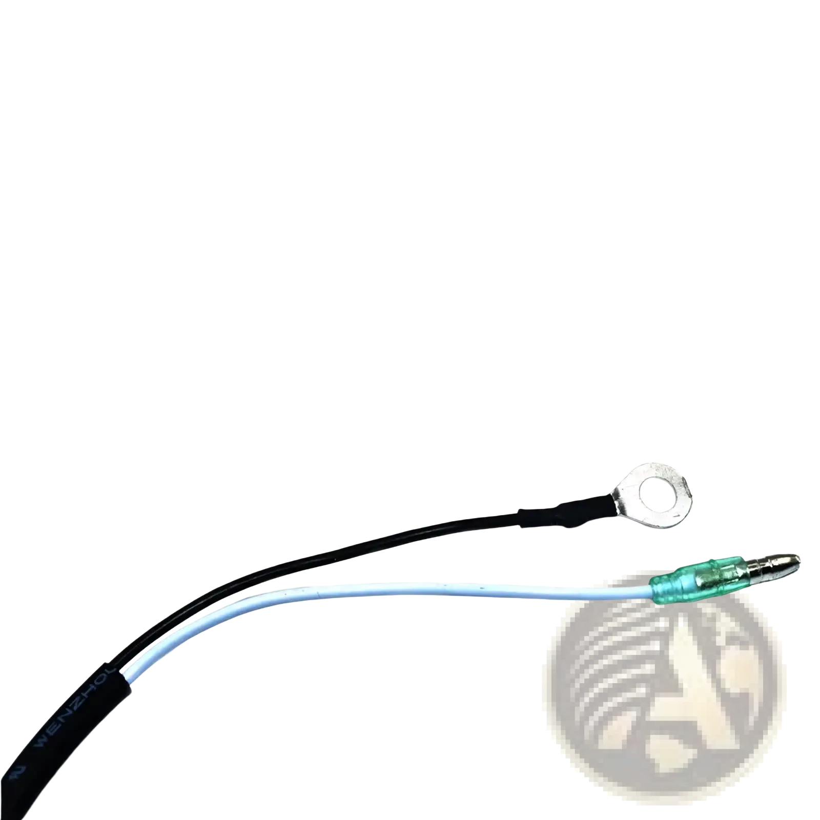 Kill stop switch lanyard for outboard motor atv scooter with black and light blue insulated wire and silver ring terminal