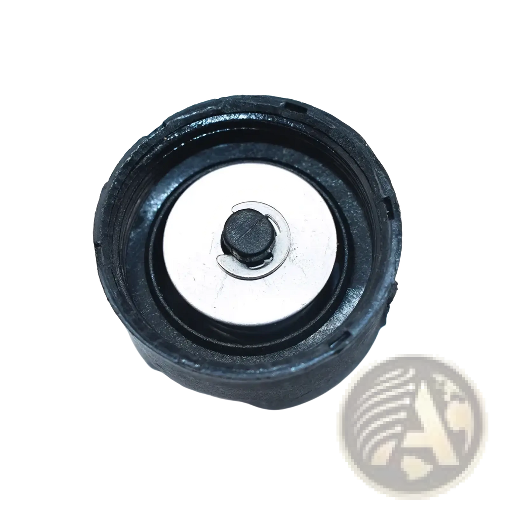 Black rubber kill stop switch lanyard cap with silver metallic center and black knob for outboard motor atv scooter