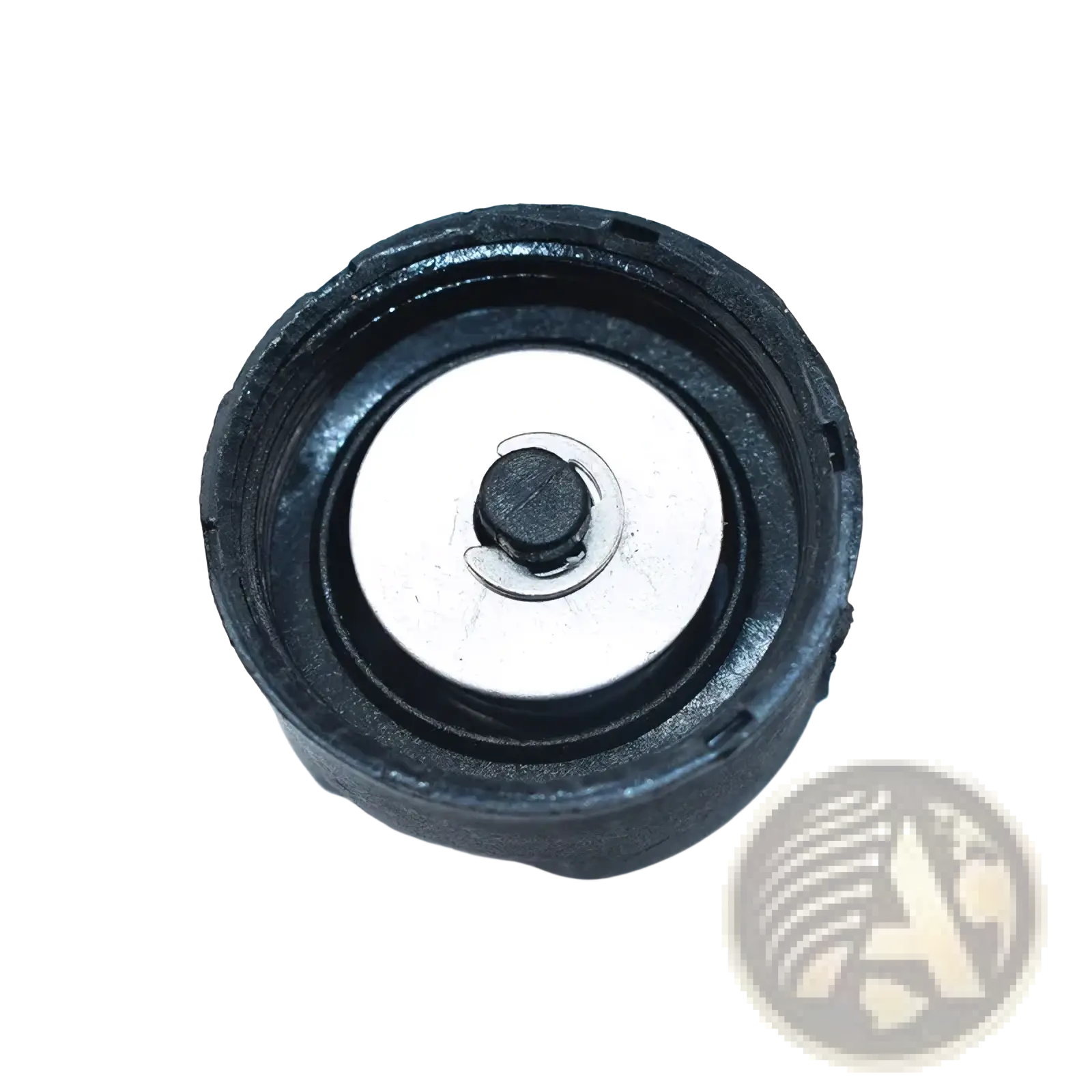 Black rubber kill stop switch lanyard cap with silver metallic center and black knob for outboard motor atv scooter