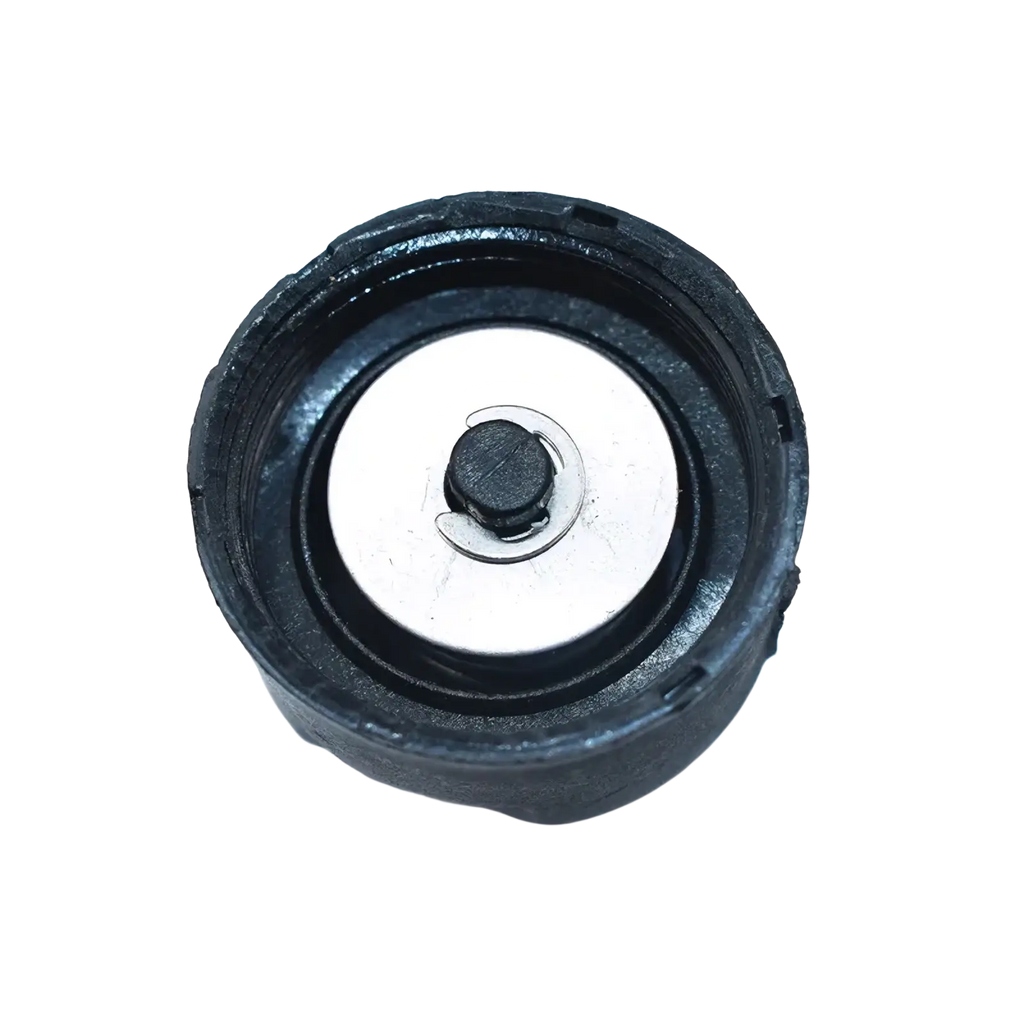 Black rubber kill stop switch lanyard cap with silver metallic center and black knob for outboard motor atv scooter