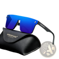 Blue gradient mirrored kingseven eyewear polarized rimless cycling sunglasses with black frames for outdoor sports use