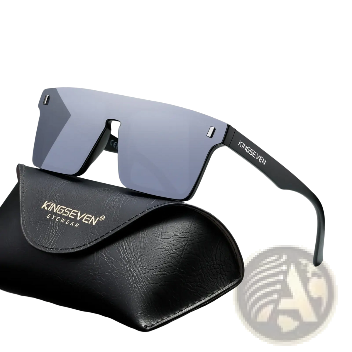 Black-framed kingseven polarized rimless cycling sunglasses with reflective gray lenses for outdoor sports