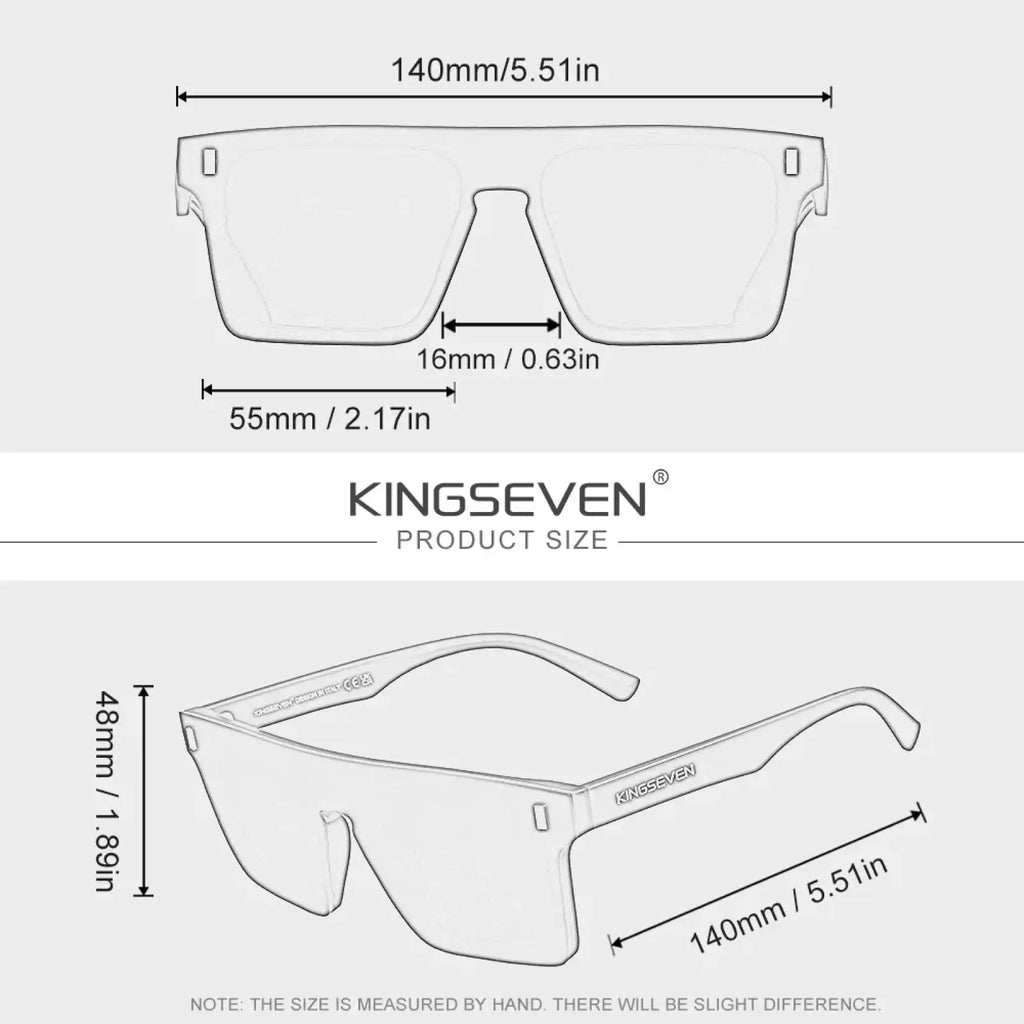 Clear transparent kingseven polarized rimless cycling sunglasses with sleek modern design and etched brand name on temples