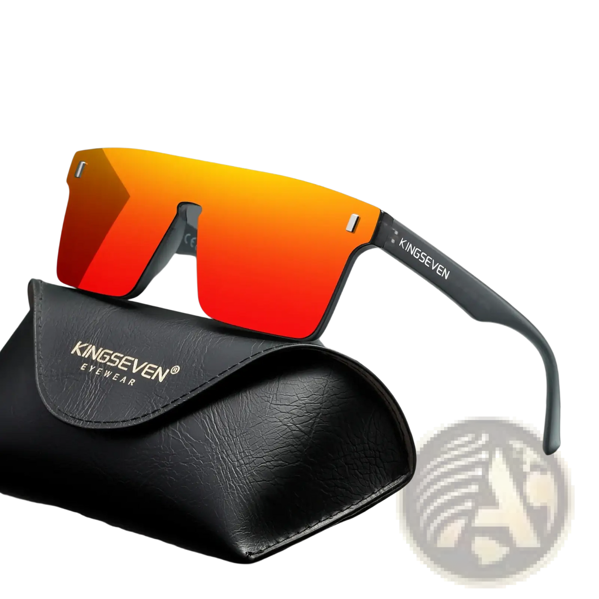 Kingseven polarized rimless cycling sunglasses with gradient orange and red mirrored lenses and black matte frames