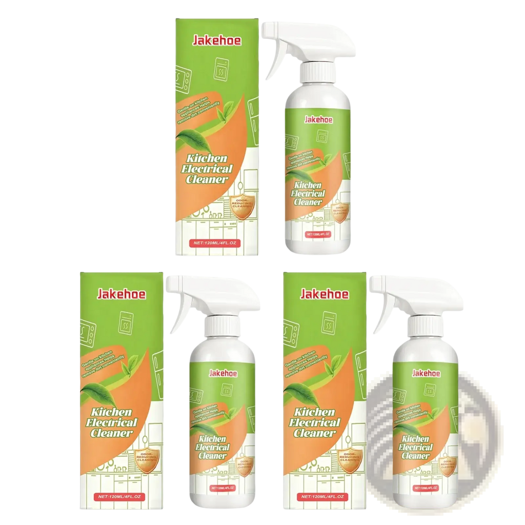 Jakehoe kitchen appliance cleaner heavy duty degreaser spray in white bottle with green and orange packaging