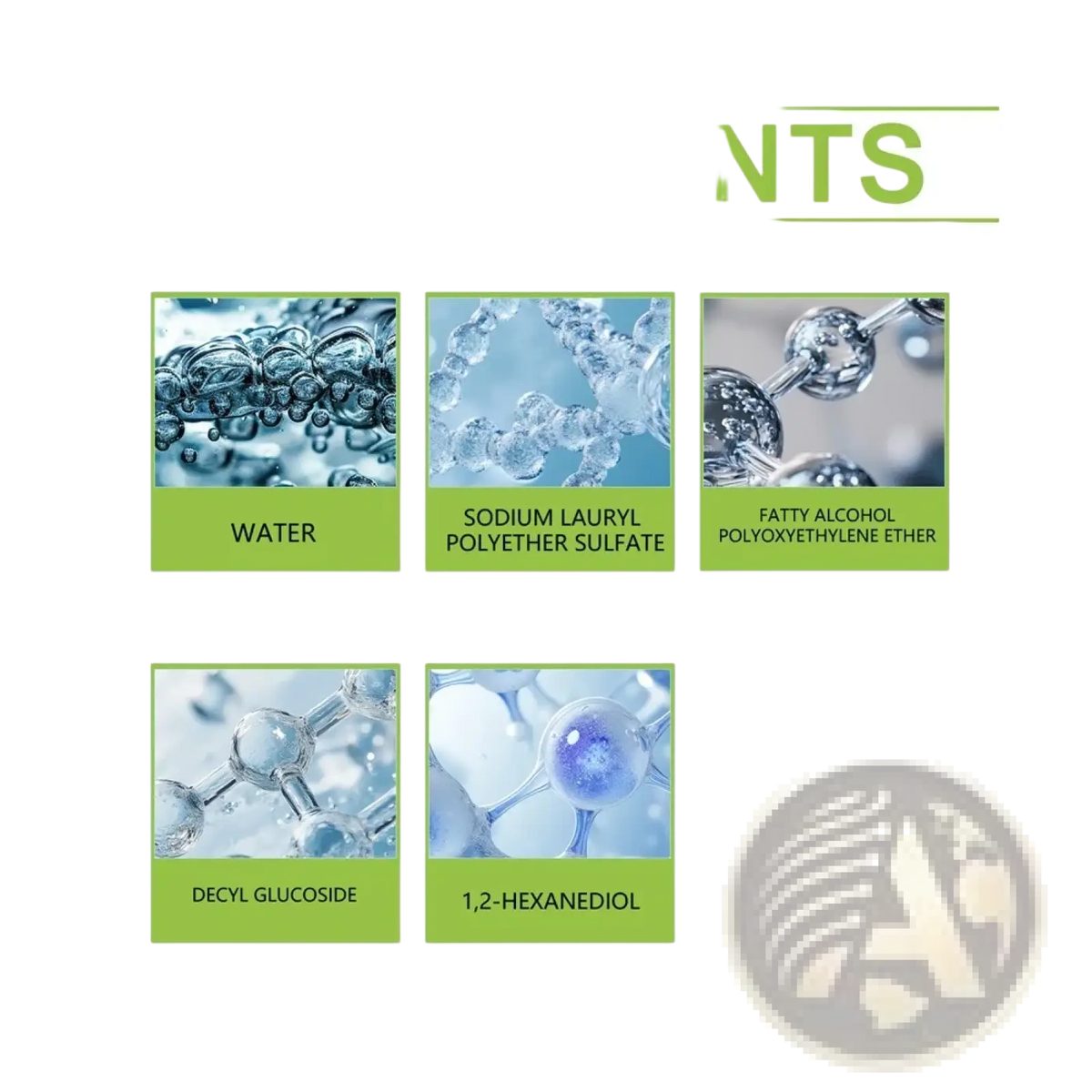 Clean minimalist infographic displaying ingredients for kitchen appliance cleaner heavy duty degreaser spray