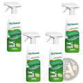Four white flycleanse multifunctional kitchen appliance cleaner spray bottles with green labels 318ml each